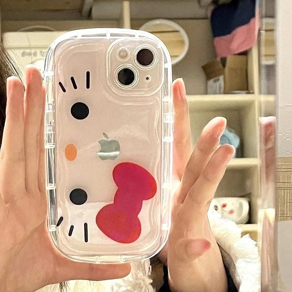 Original Kawaii Sanrio Hello Kitty Case For iPhone 15 14 13 12 11 Pro Max Plus XR XS 7 8 Plus Shockproof Cover Y2K Accessories