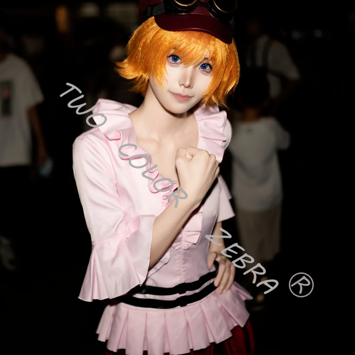 

Ruffled Blouse Belts Hat Goggles Koala Pink Dress Cosplay Costume Wig and Props Full Set for Halloween Roleplay