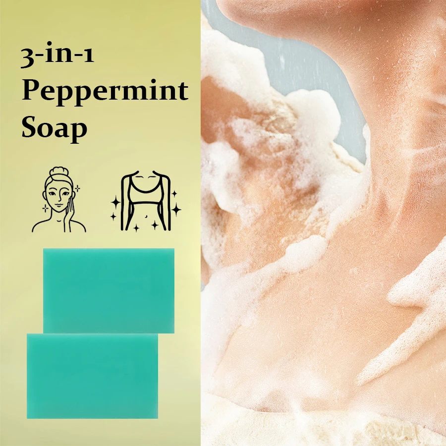 2/4 batang 65g sabun Peppermint dengan minyak pohon teh Peppermint melembapkan kulit buatan tangan sabun Peppermint untuk wajah dan tubuh