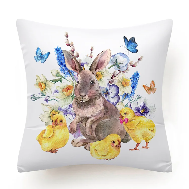 Home Decoration Easter Bunny Egg Print Pillowcase Sofa Cushion Cover Bedroom Dormitory Decoration 40/45/50/60cm