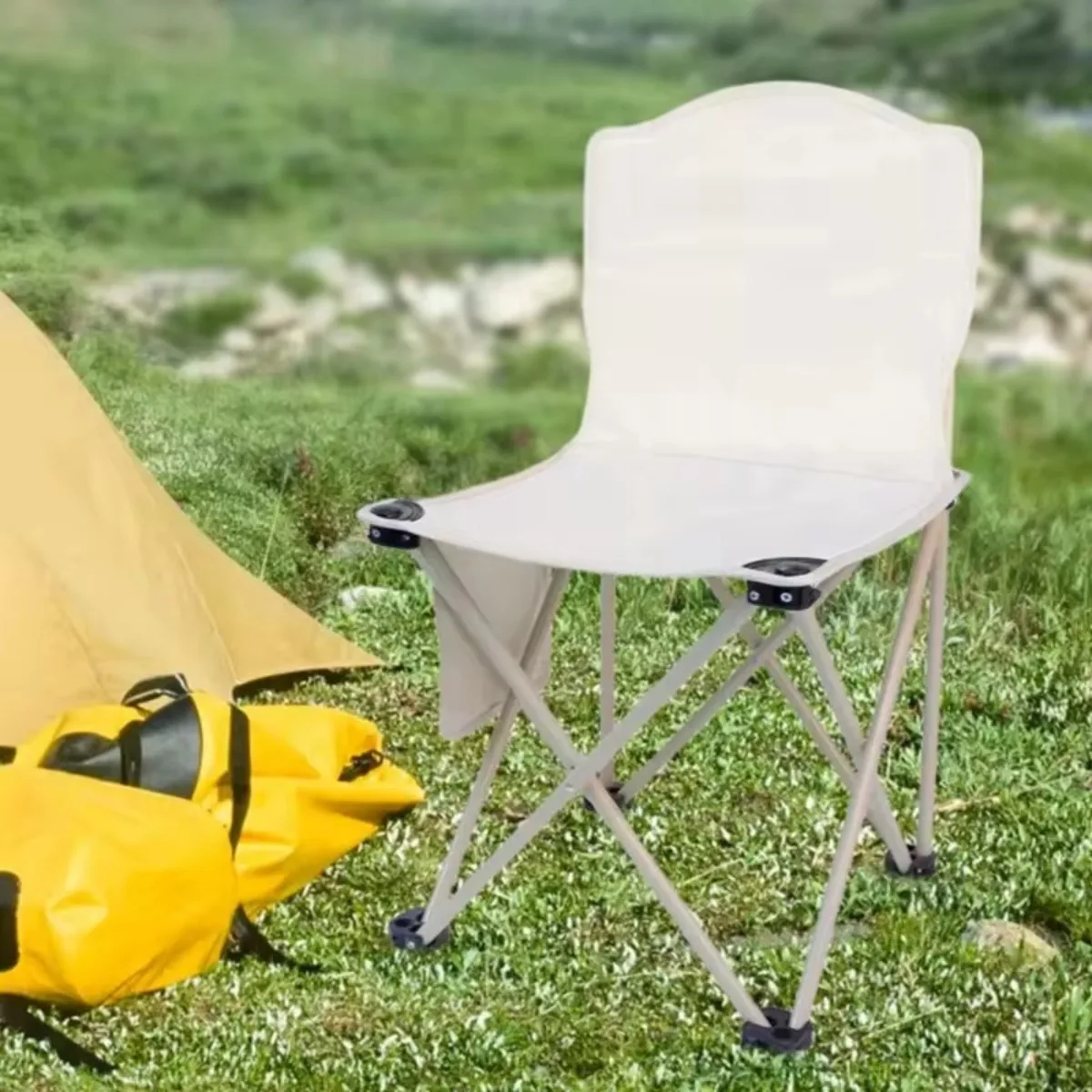 Foldable Chair Portable Outdoor Leisure Camping Picnic Chair with Side Pocket Oxford Cloth Beach Fishing Chairs Outdoor Products