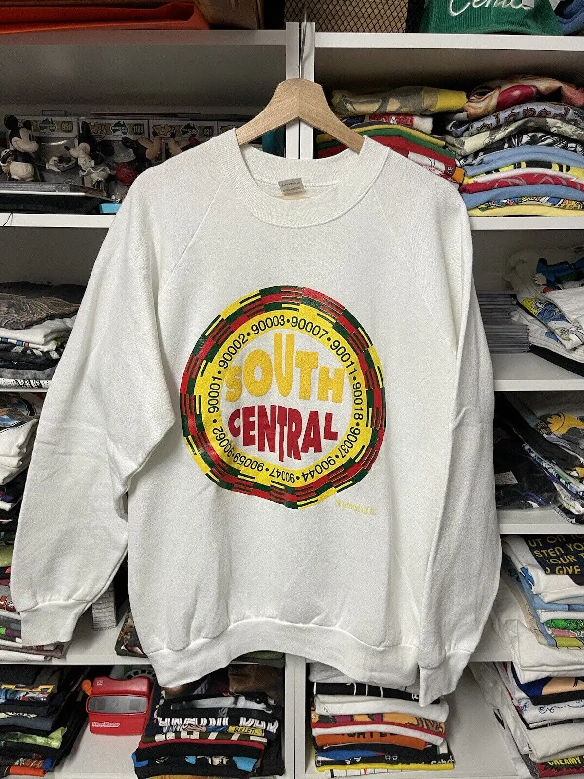 Vintage 90s White Mens XL Rasta South Central LA Crewneck Crispy