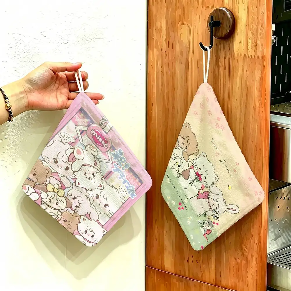M-Mikko-Illustrations Soft-Whimsical Polyester Cotton Hanging Kitchen Towel, Soft Hand Wiping Towel, Reusable for Kitchen Home