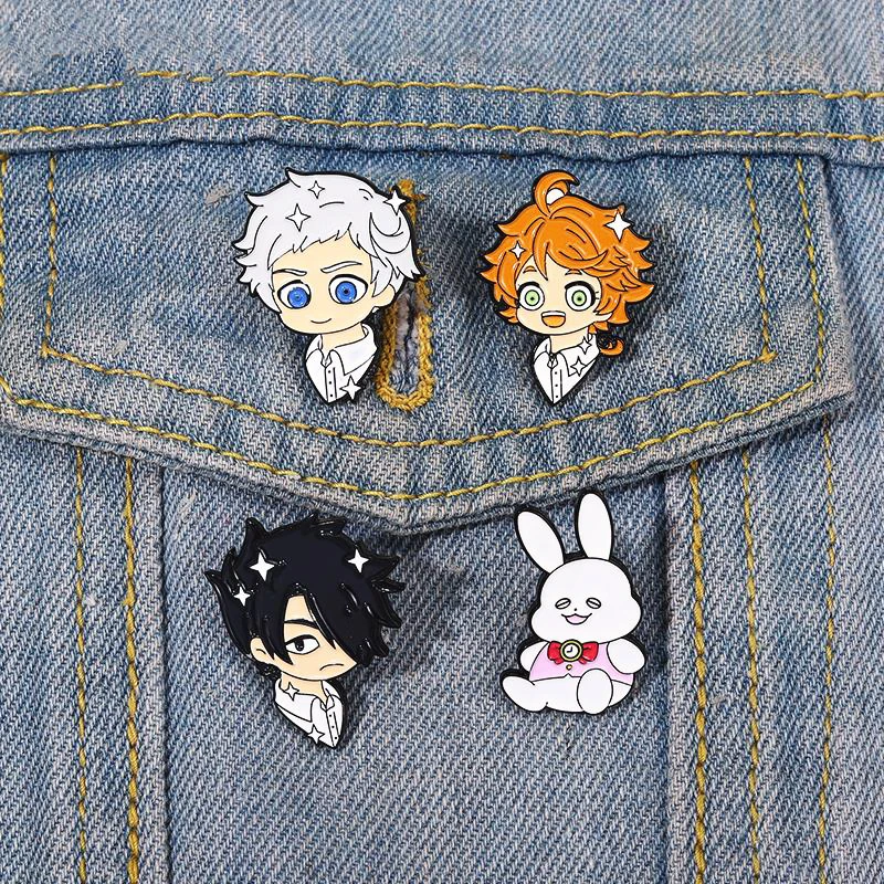 Ray Pines Anime Lapel Badges Cartoon Jewelry Gift for Kids Friends The Promised Neverland Enamel Brooch Custom Emma Norman