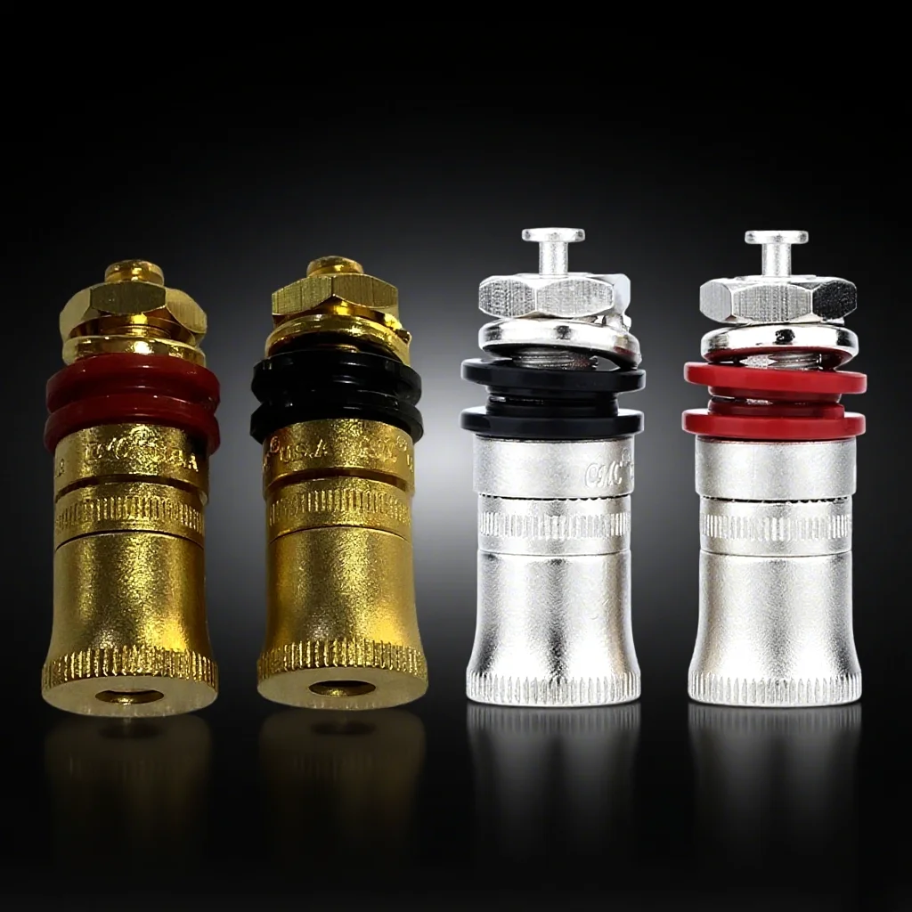 

Hi-End CMC868 Binding Post Rhodium Gold Plated Speaker Niobium Terminal Banana Jack Amplifier Connector Sound Audio Adapter