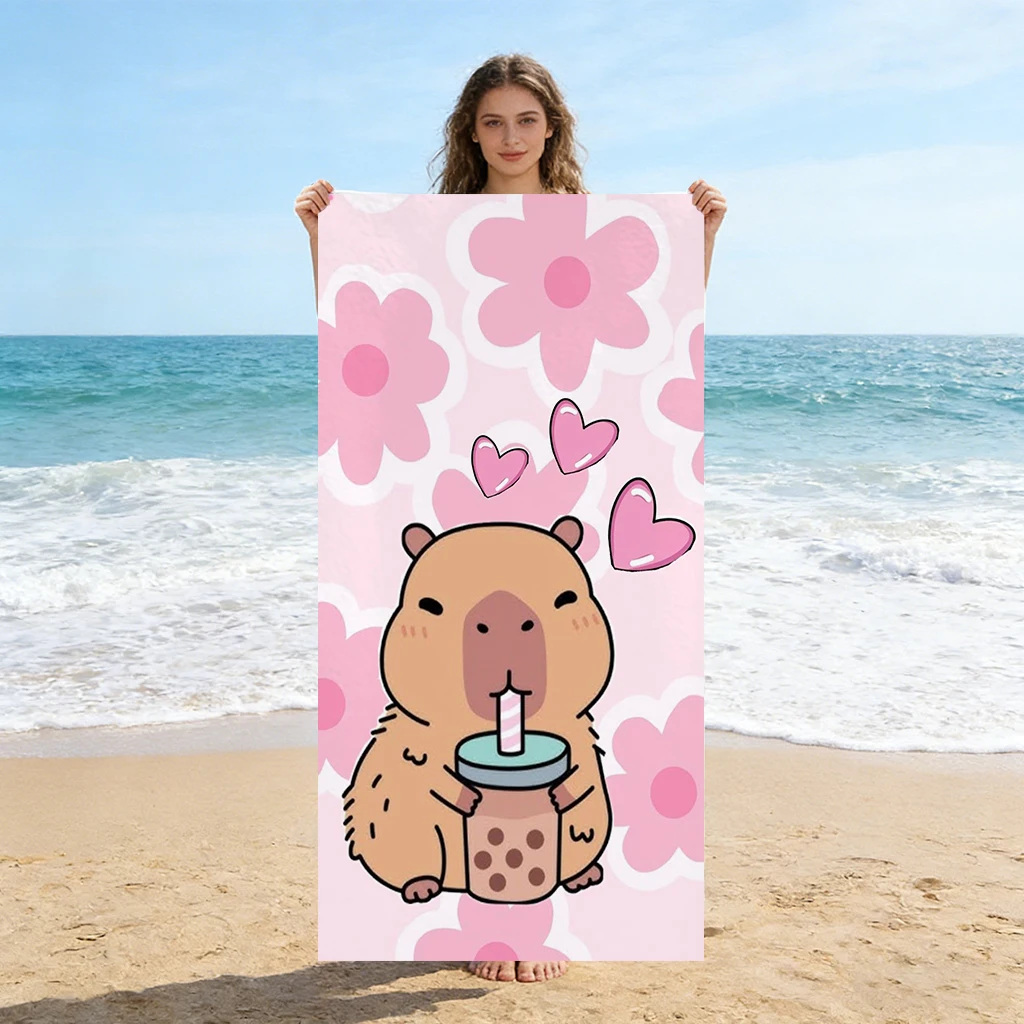 

Funny Capybara Beach Towel Small To Large Quick-drying Towel Suitable for Seaside Pool Sport Gym Yoga Home Towel For Sand Free