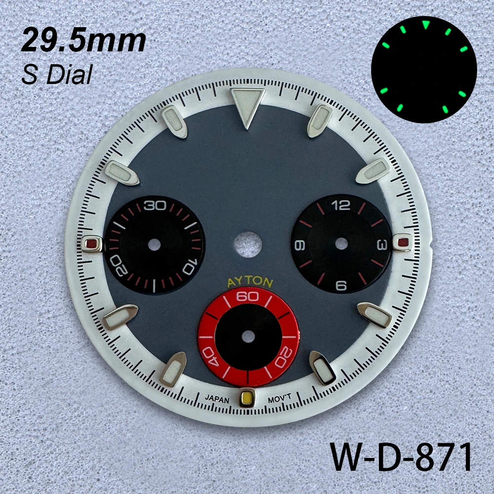 29.5mm DTN Panda S Dial Fit VK63 Quartz Movement Green Luminous Colorful Sunray High-Quality Dial Watch Modification Accessories