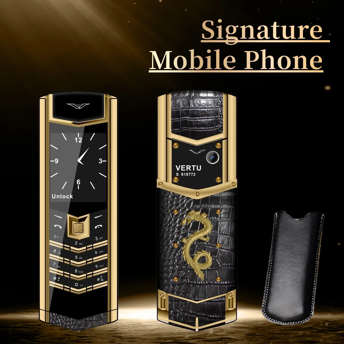 Elegant Metal Signature Handmade Dragon Cellphone Classic Senior Mobile Phone Dual SIM Bluetooth Dialer Luxury Elderly Phone 2G