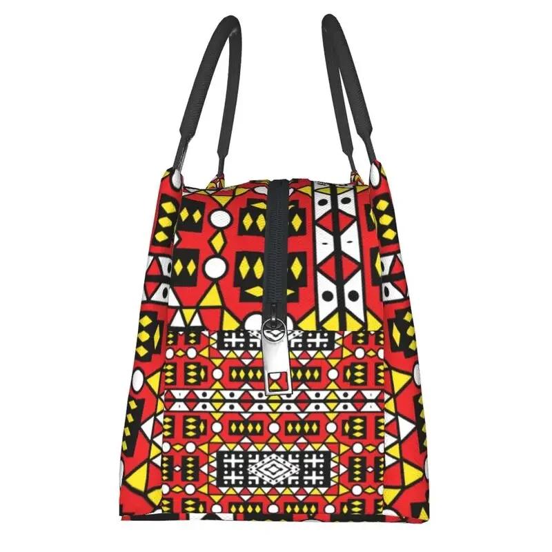 Kizomba Samakaka Ankara Print Insulated Lunch Bag for African Pattern Wax Design Cooler Thermal Bento Box Office Picnic Travel