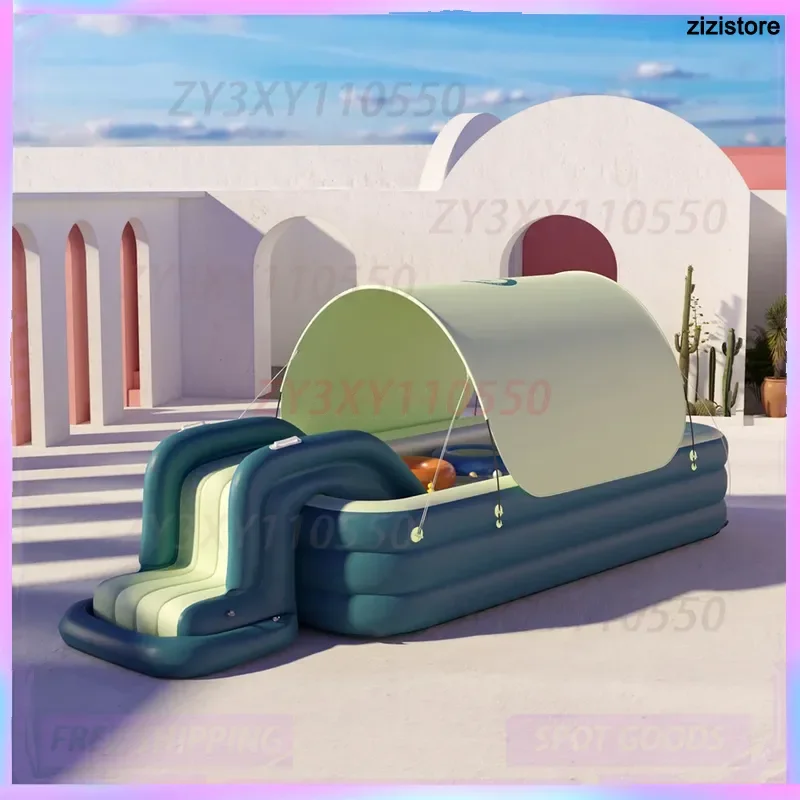 Large Inflatable Swimming Pool for Summer Family Fun with Water Slide Outdoor Baby Pool Toy Water Game