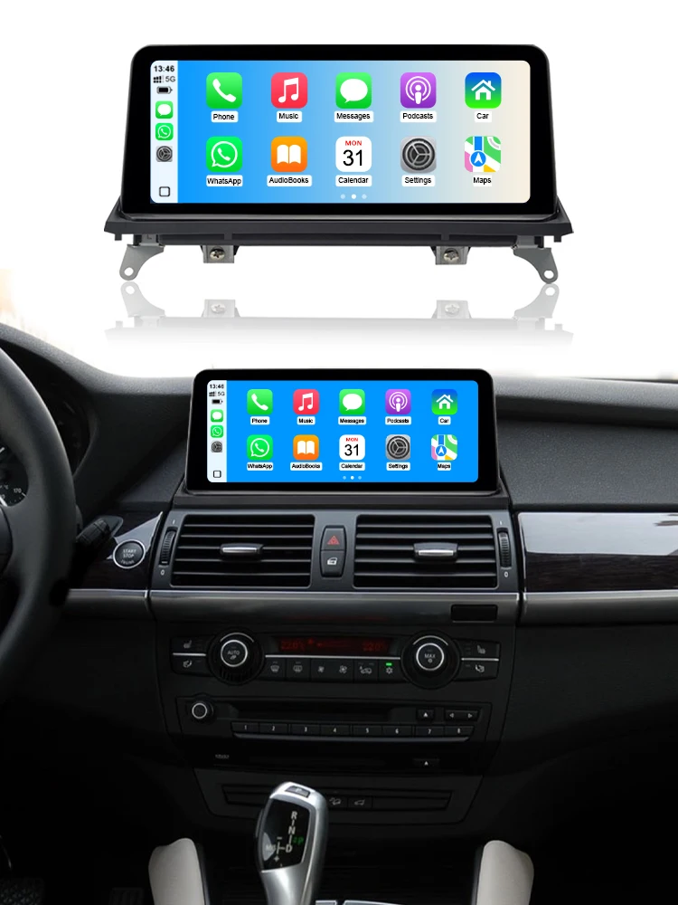 DMDNAVI Android 15 System Android Auto GPS-Navigation für BMW X5 E70 X6 E71 2011-2013 CIC mit Kabellosem CarPlay Zentralsteuergerät 10,25' Touchscreen Bluetooth Qualcomm 665 DSP 4G