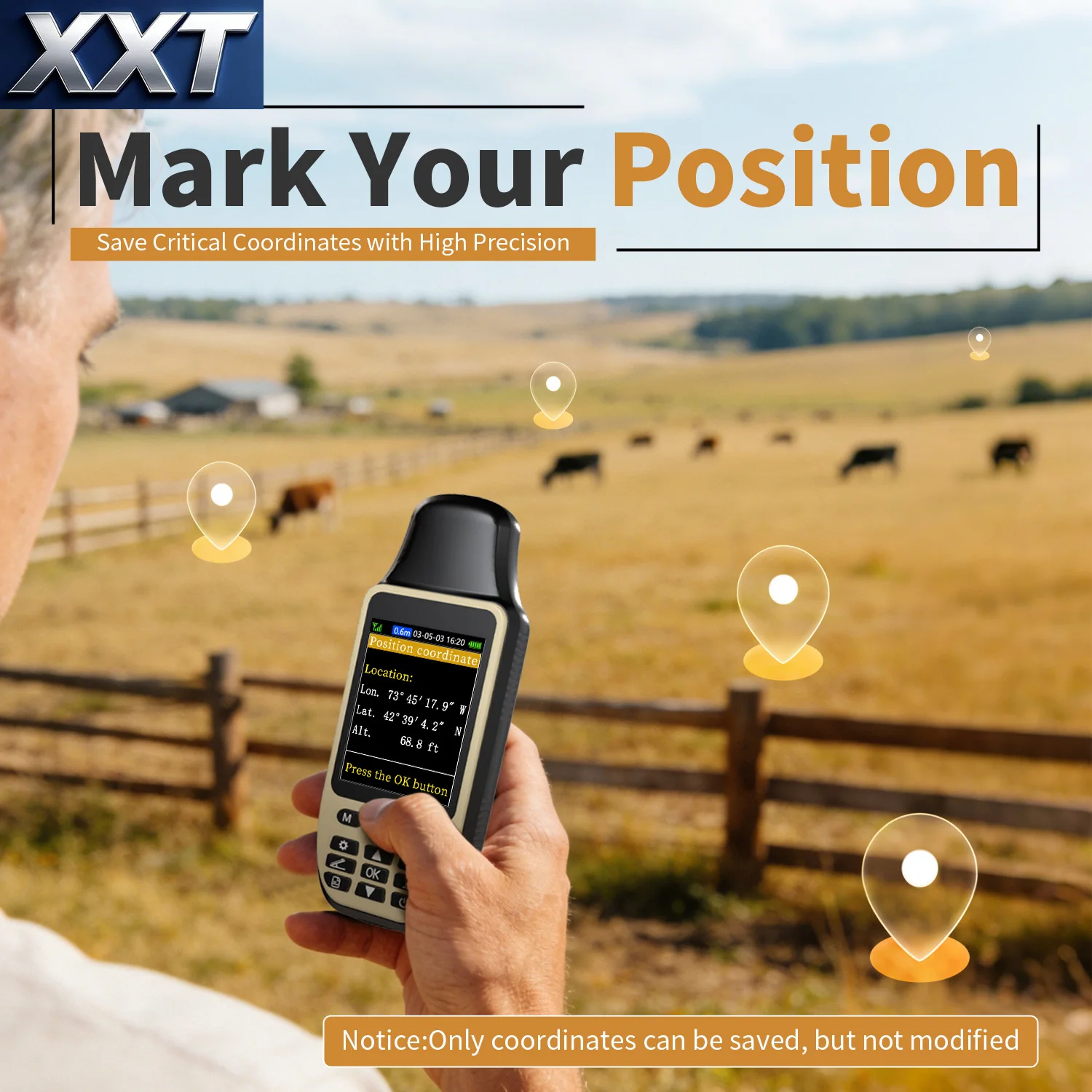 XXT Handheld GPS Land Area Meter ZL660 3.2-inch Color Screen Coordinate Storage Land Surveying Device view 3