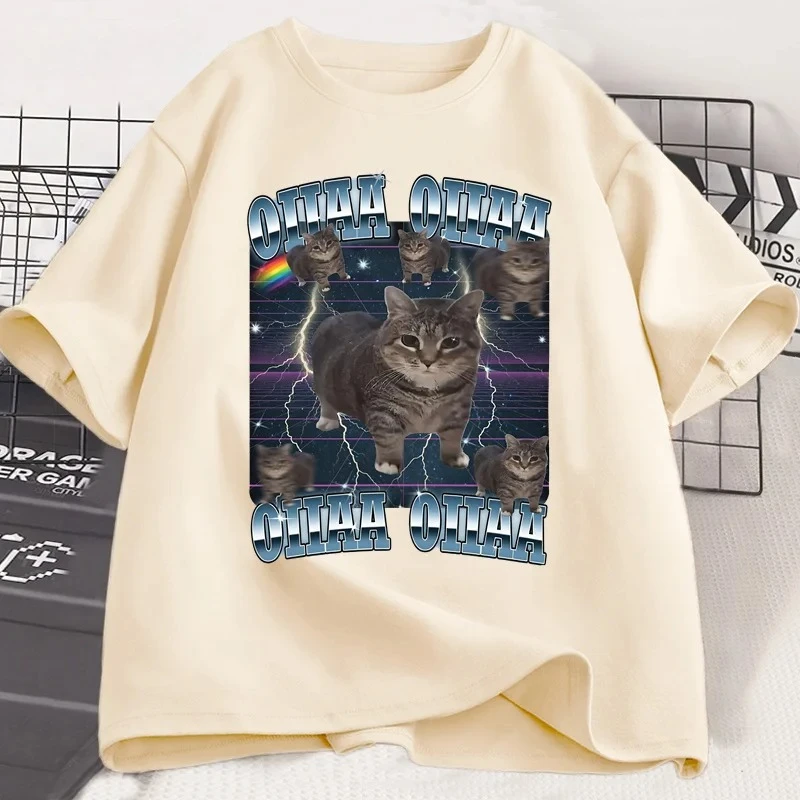 Drôle Viral Oia chat Meme graphique t-shirts pour femmes chats idiotes T-shirt Oiiaa Oiiaa chat non accru T-shirt Harajuku vêtements Y2K haut