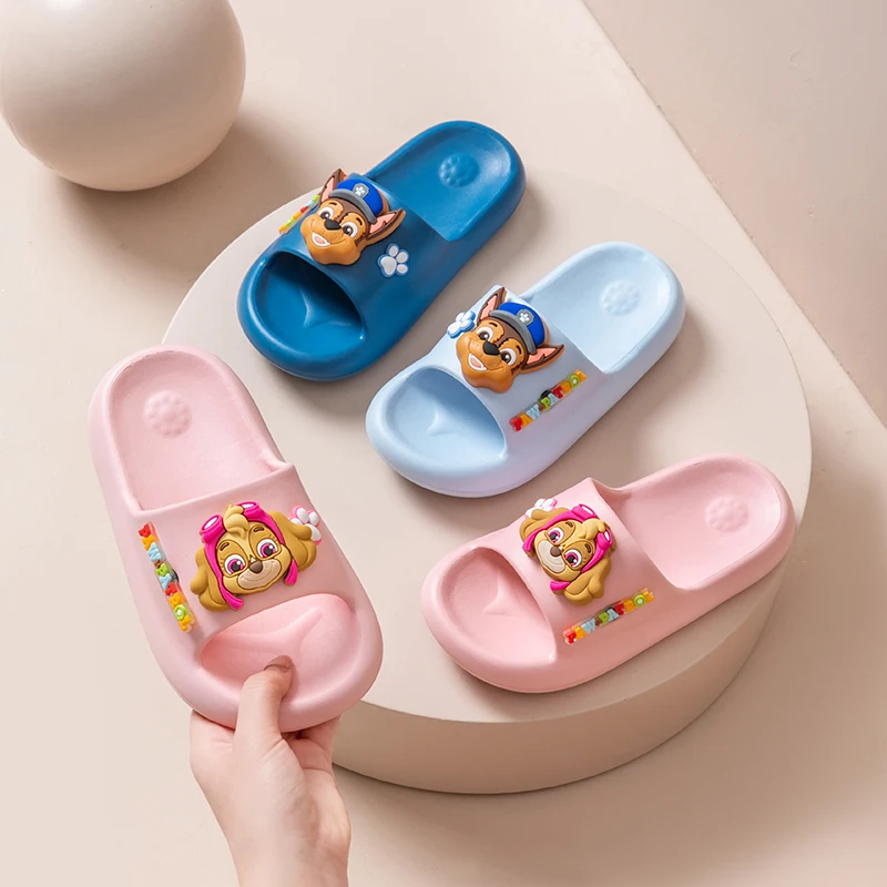 New PAW PATROL Summer Children's Slippers Boy Home Bathroom Non-slip Indoor Soft Bottom Cartoon Flip-flops Girl Outdoor Sandal