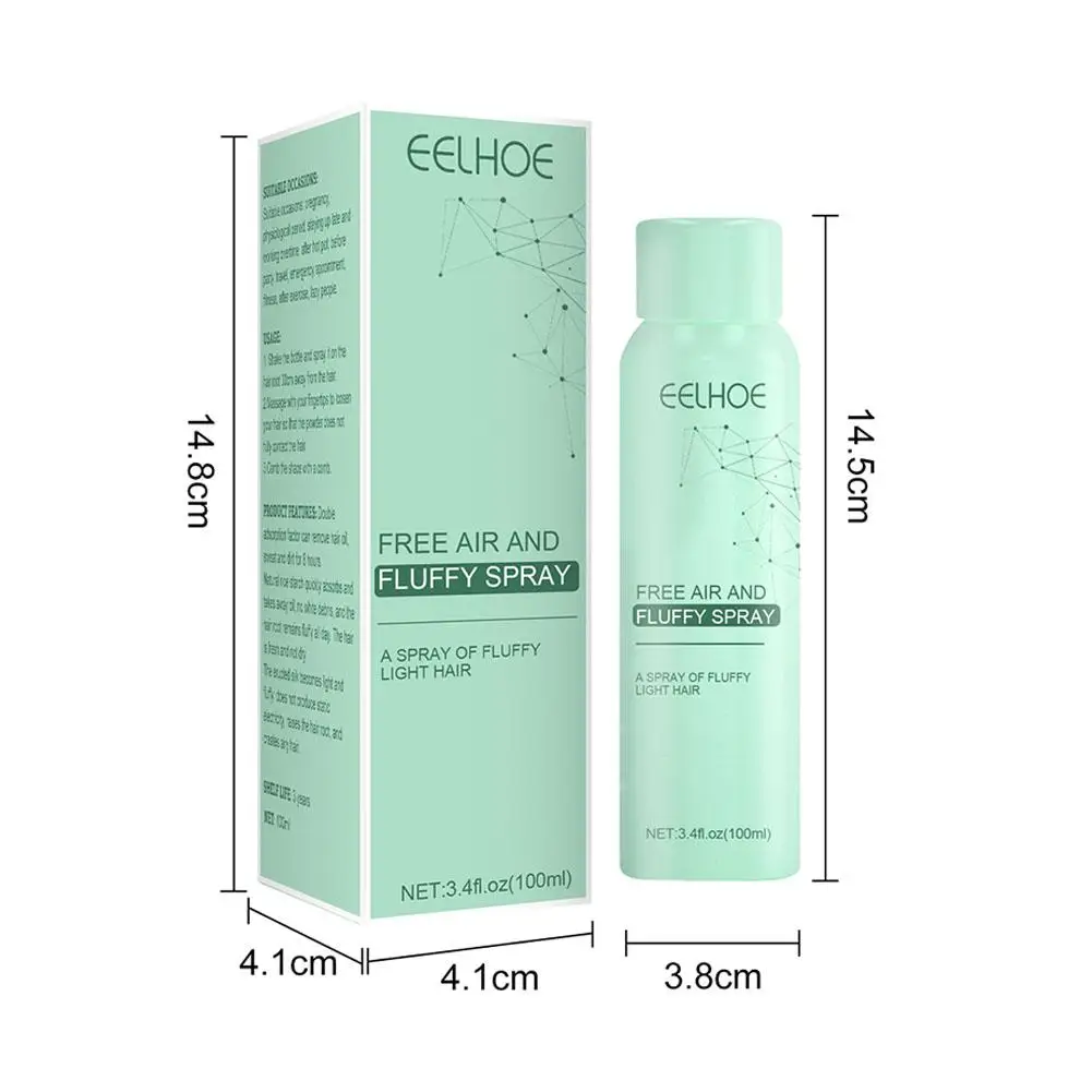 Spray de cabelo seco sem lavagem, óleo fofo para o cabelo, controle de óleo preguiçoso, leave-in, sensação de ar, remova o óleo, shampoo, 100ml