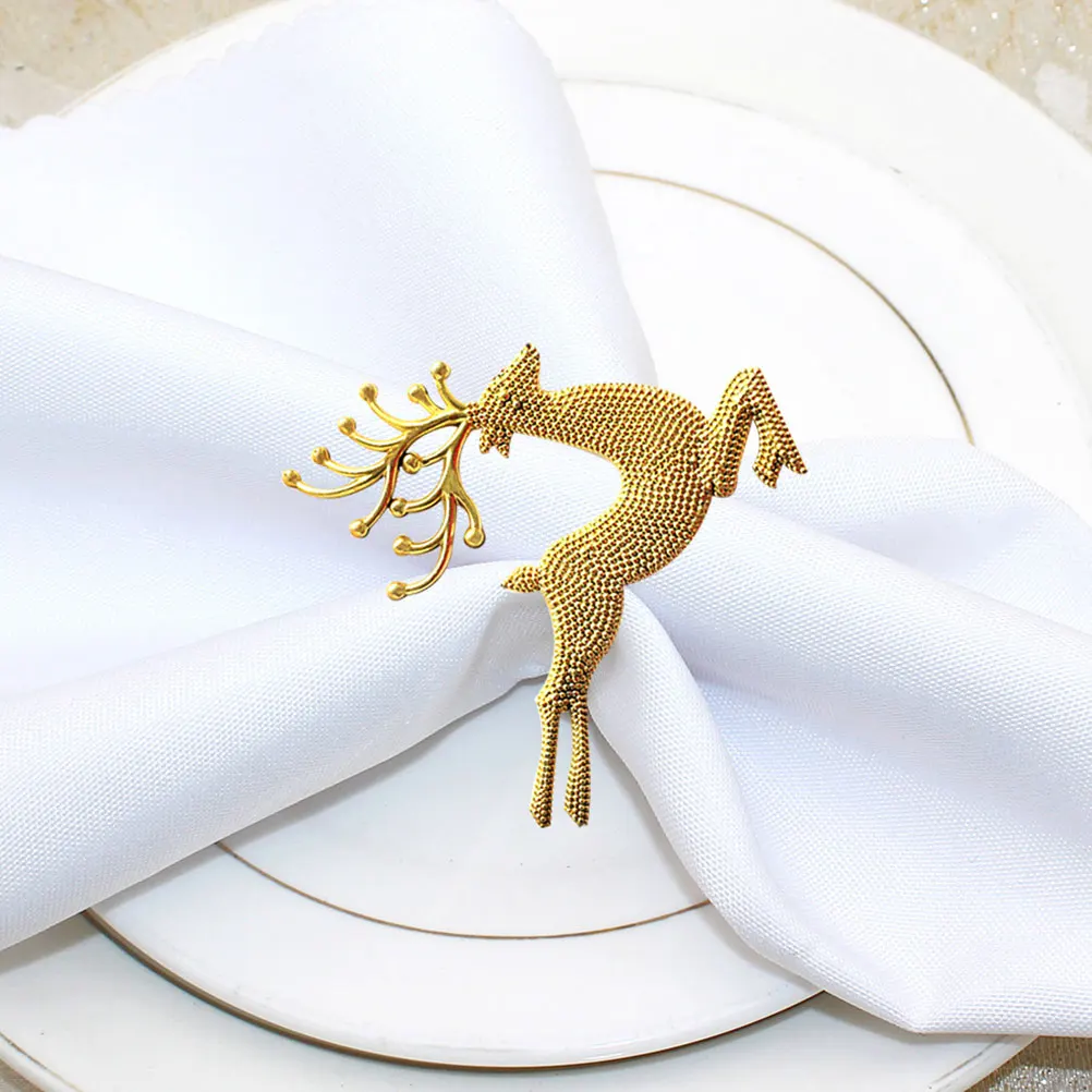 

4 Pcs Napkin Ring Holders Shaped Antler Rings Alloy Buckles Elk Cute The Circle