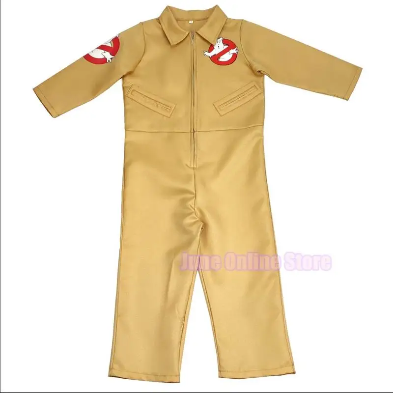 Kid Halloween Costumes Movie Theme Ghostbusters Uniform Cosplay Clothing Jumpsuit Bag Suitable Adult And 3-15 Years Children