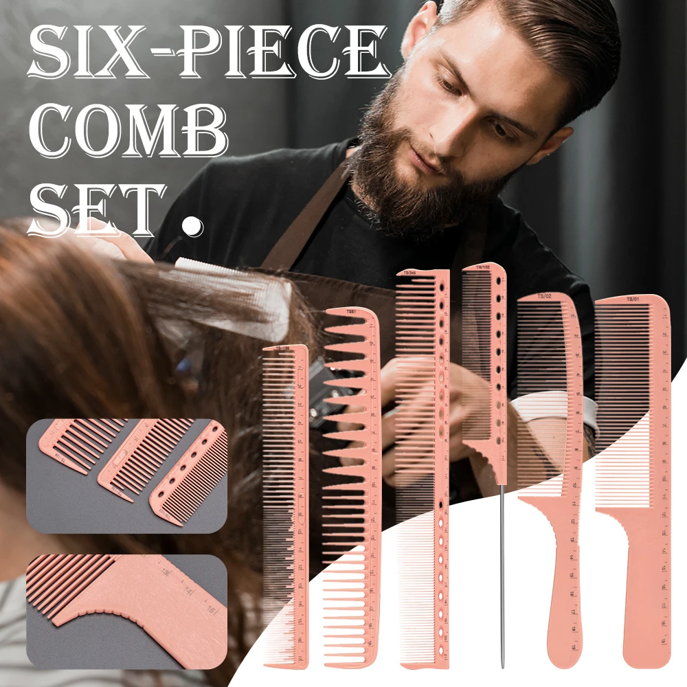 

Hair Cutting Combs 6Pcs Set Portable Multifunctional Anti-Static Knotting Combs For Men And Women Practical Salon Styling Comb