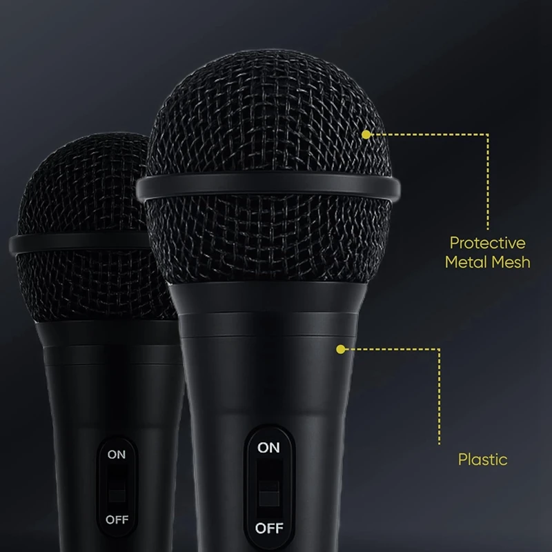 2 Pack Wired Microphone for Singing Dynamic Cardioid Mics with 1/4inch to 3.5mm Adapter for PA Systems, Public Speaking
