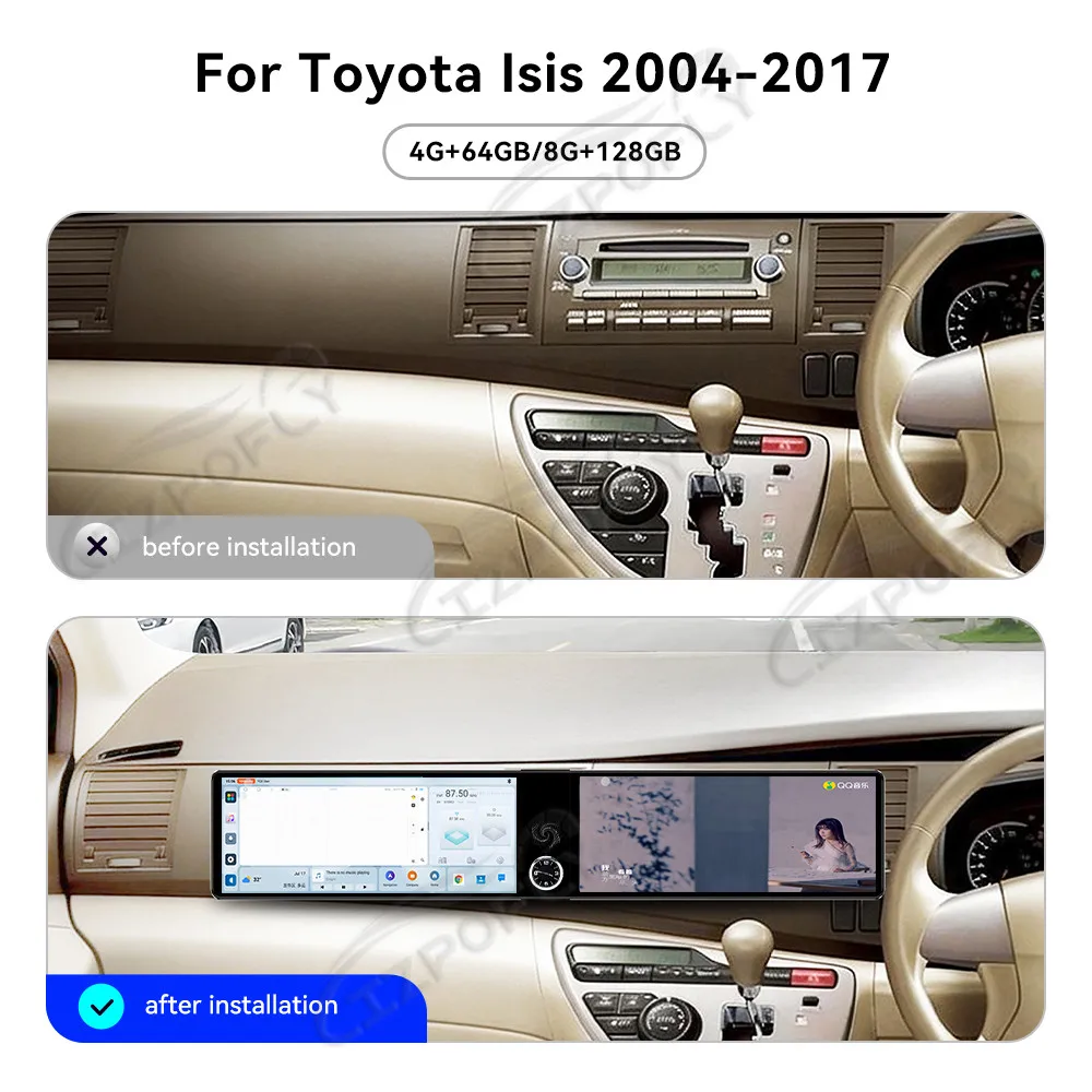 

Двойной 12,3-дюймовый сенсорный экран Carplay для Toyota ISIS 2004–2017, GPS-навигация, мультимедийный проигрыватель, головное устройство