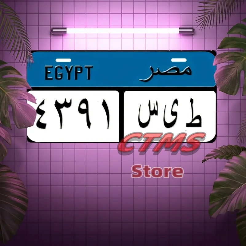 Egyptian Aluminum License Plate Cover,  - Decorative Car Bumper and Front Frame with Polished Finish, for Home, Room, Wall, Bat