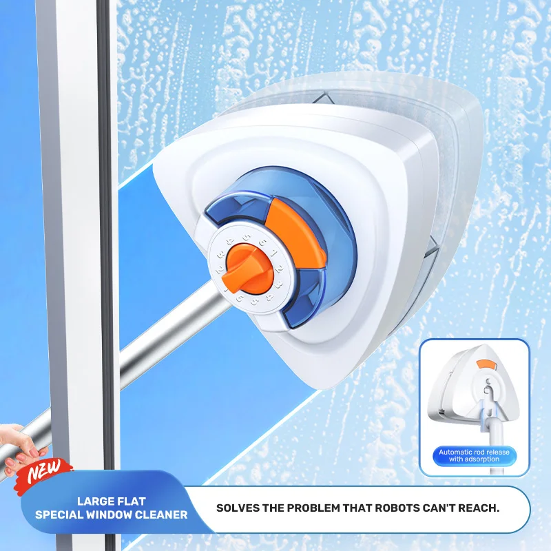 Limpiacristales Household Triangle 3-30Mm Magnetic Window Cleaning Tool Double Side Adjustable Magnet  Windows Cleaner With Rod