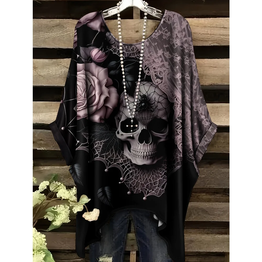 

Woman Clothing Skull 3D Print T-Shirt Women Fashion Casual O-Neck Oversized Short Sleeve T-Shirt Tees Casual Loose Woman Clothes