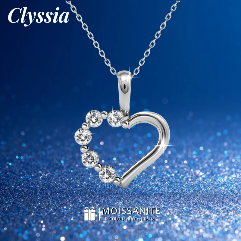 

Ожерелье-подвеска CLYSSIA с муассанитом и сертификатом GRA, стерлинговое серебро 925 пробы, белое золото 18 карат, полый дизайн в форме сердца