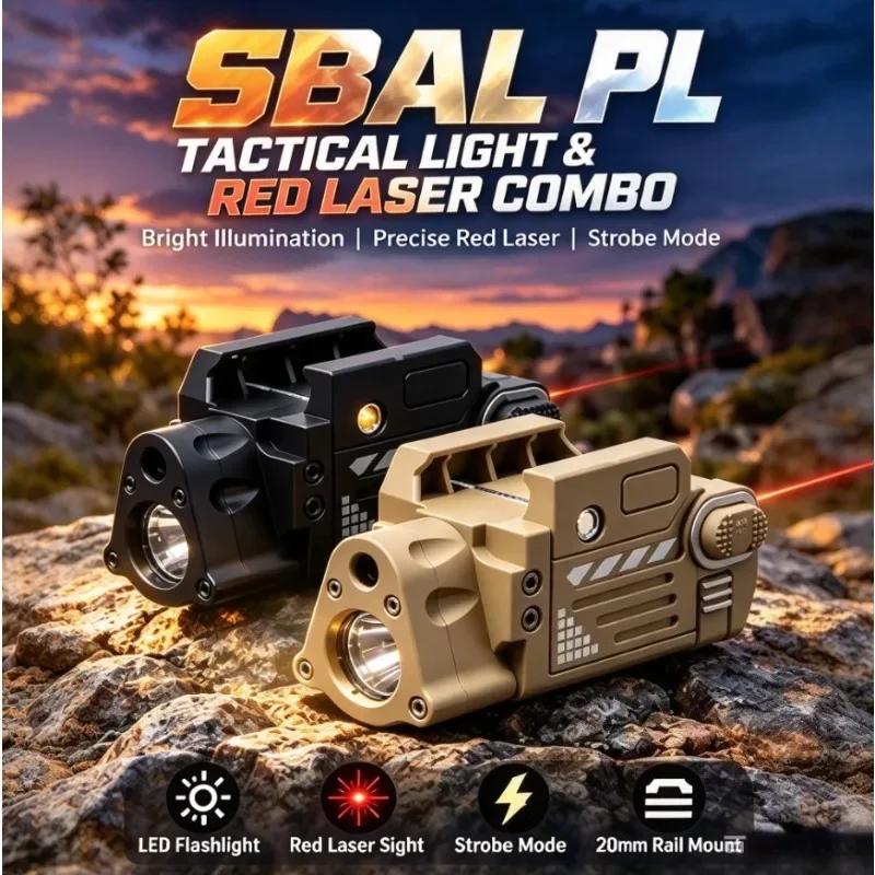 SBAL PL Red Laser Sight Plastic Strobe LED Flashlight Scout Light Tactical Equipment for Airsoft Hunting Practice