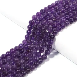 6/8/10mm Amethysts Natural Stone Crystal Beads Round For DIY Bracelet Necklace Accessroy Charms Jewelry Making Beaded Wholesale