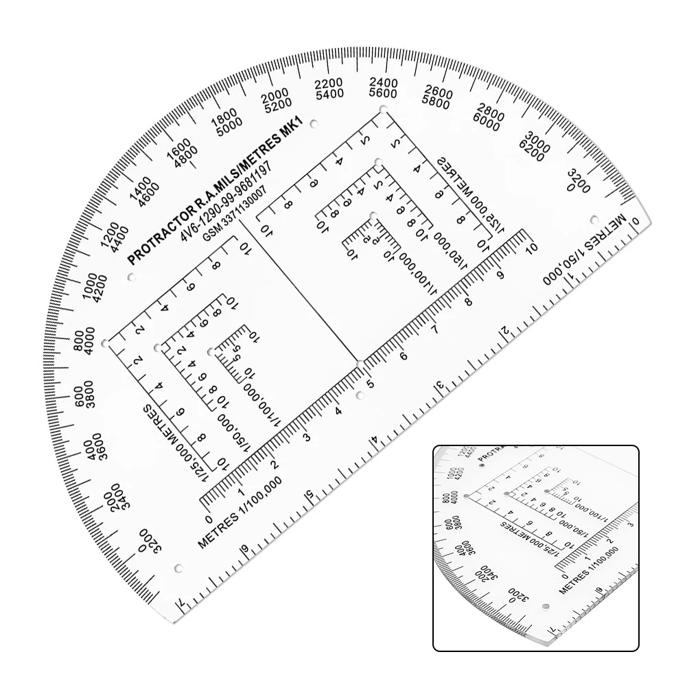 Transparent PP Protractor Coordinate Scale Ruler For G2AB Map Reading Land Navigation Training Surveying Tool