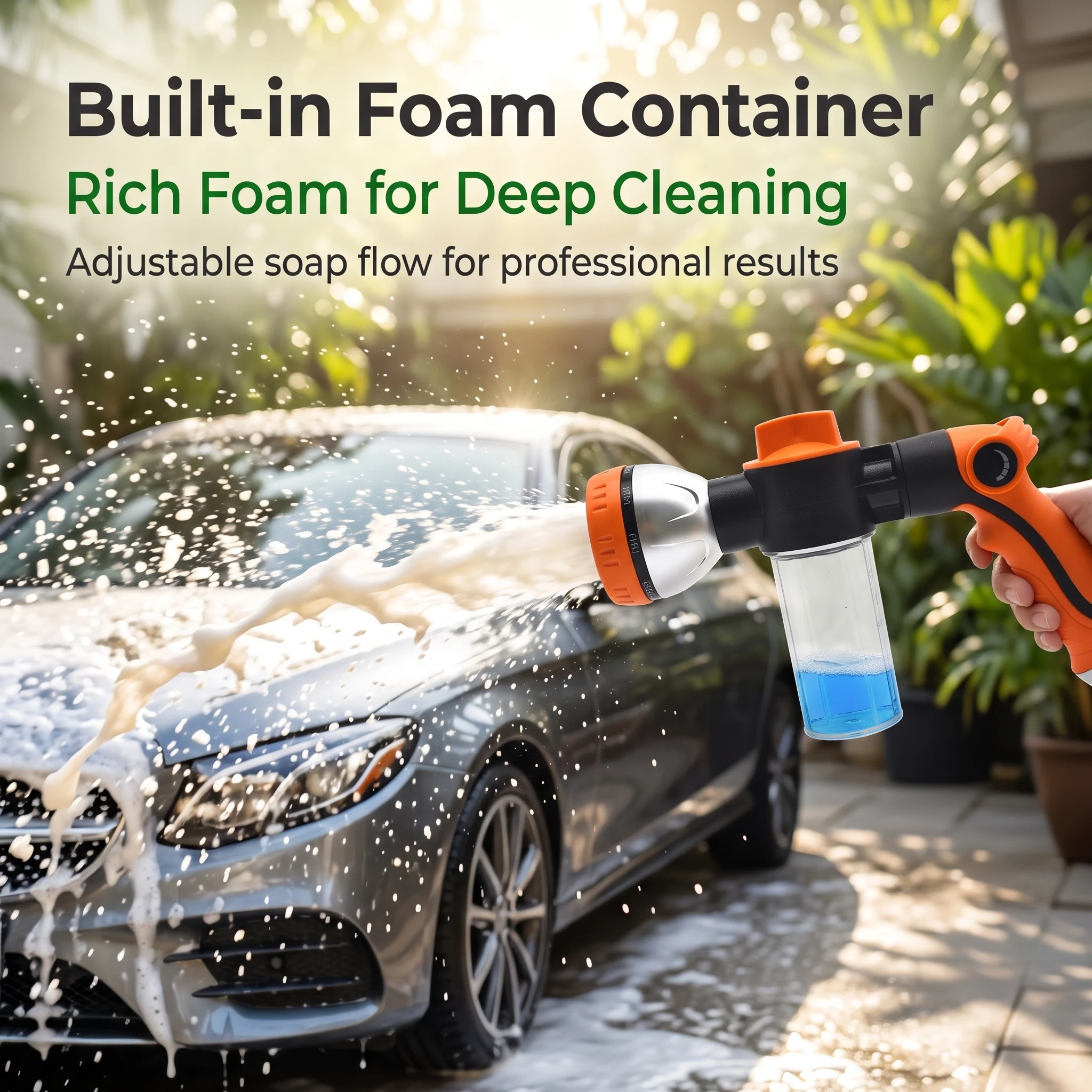 Adjustable Garden Water Spray Gun 8 Modes High Pressure Hose Nozzle Multifunctional Watering Car Wash Irrigation Sprayer