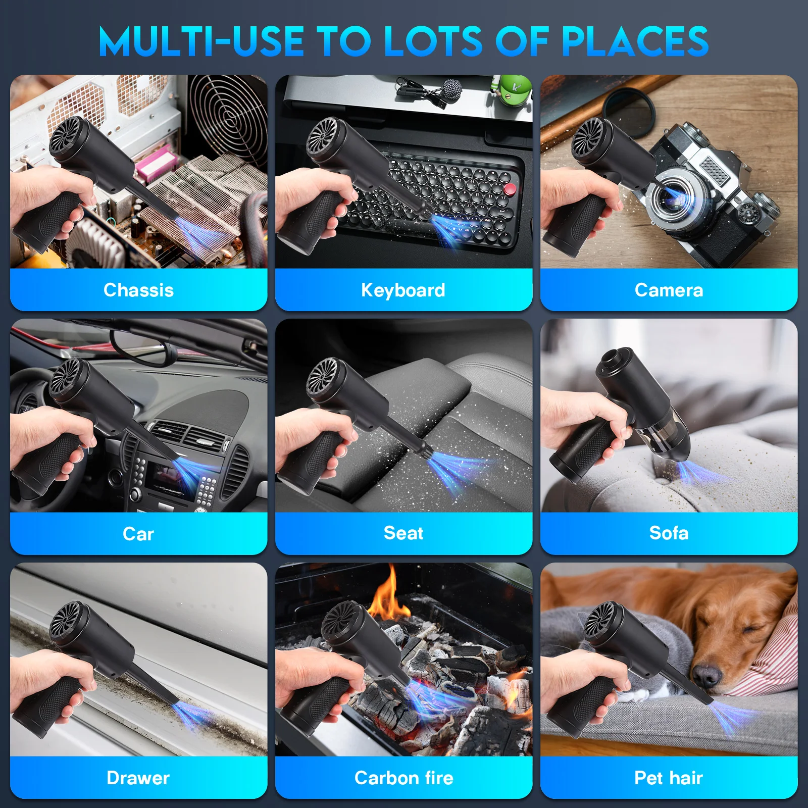 Cordless Dust Blower for Electronic Devices Wireless Collector Vacuum Cleaners Home Air Duster Abs Portable Hand