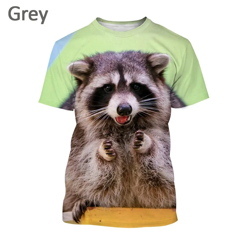 Cute Animal Raccoon 3D Men\'s Casual Fashion Harajuku Printed T-shirt Summer Short Sleeve Tops