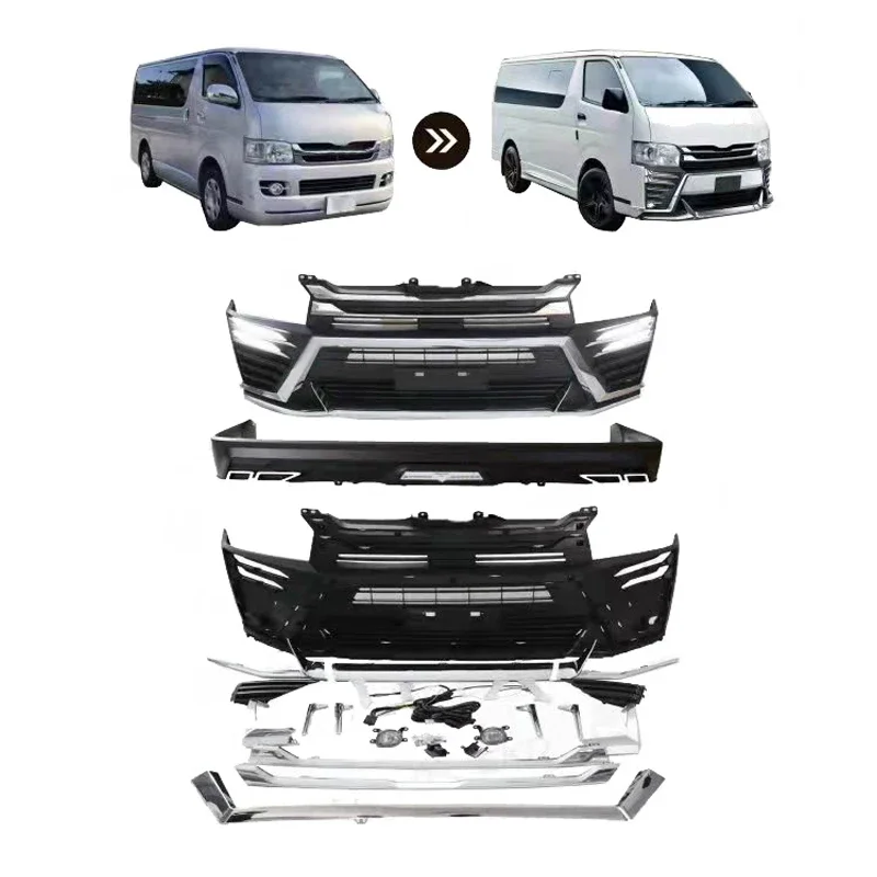 Hight Quality Car Front Bumper Rear Bumper Car Body Kit Conversion Facelift Wildbody Kit For  Hiace 2010