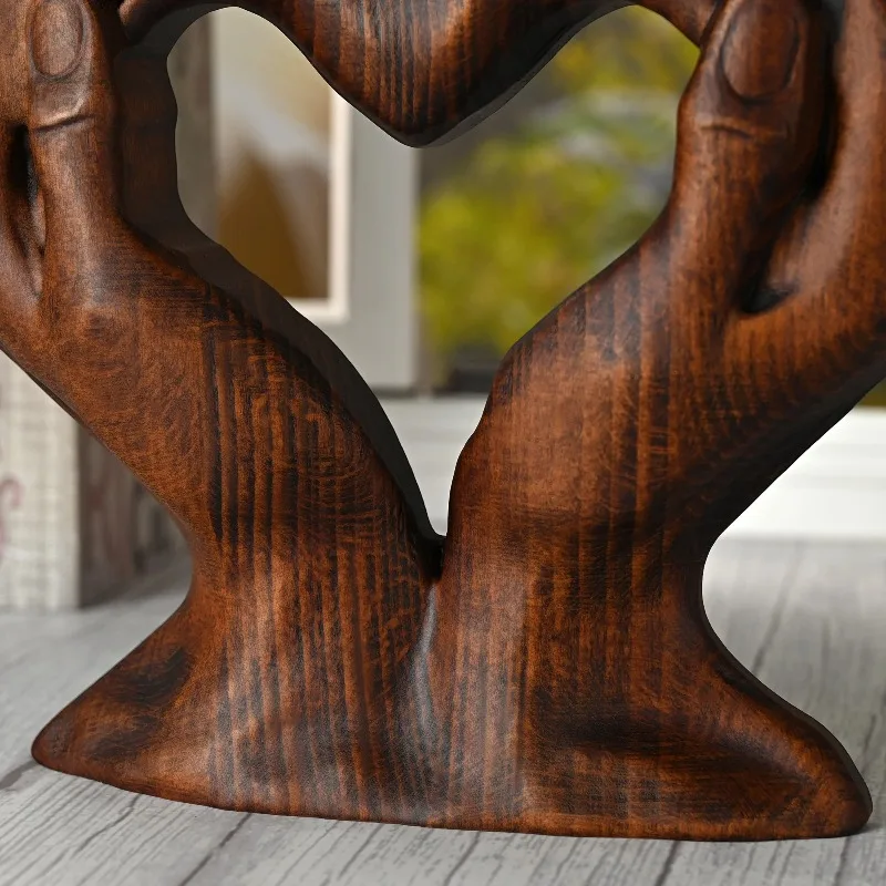 الإبداعية الخشب الصلب عيد الأم على شكل قلب تمثال غرفة المعيشة المنزلي سطح المكتب ديكور هدية #5