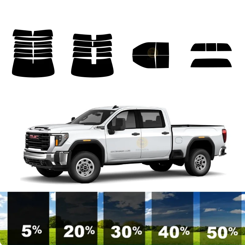 

precut Removable Window Tint Film For Car 100% UVR 5%-70%VLT Heat Insulation Carbon ﻿For GMC SIERRA 3500 2DR PICKUP EXT2020-2024