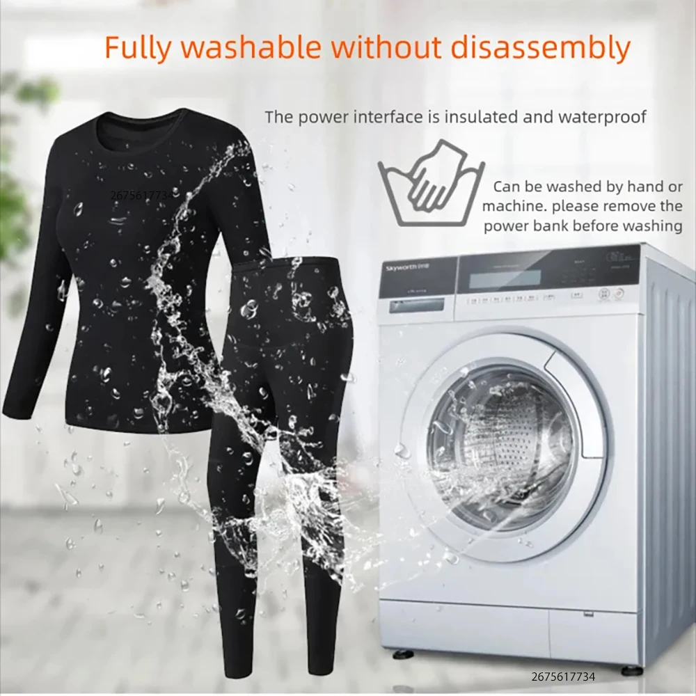 52 Heating Zones USB Electric Heated Underwear Winter Thermal Clothes for Men Women Warm Heating Jacket Winter Accessories