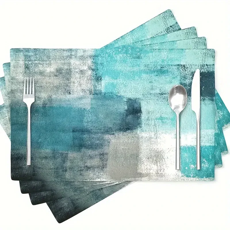 VIKAMA Gray Black Geometric Placemat, 6 Designs, Table Mat for Kitchen Dining Party