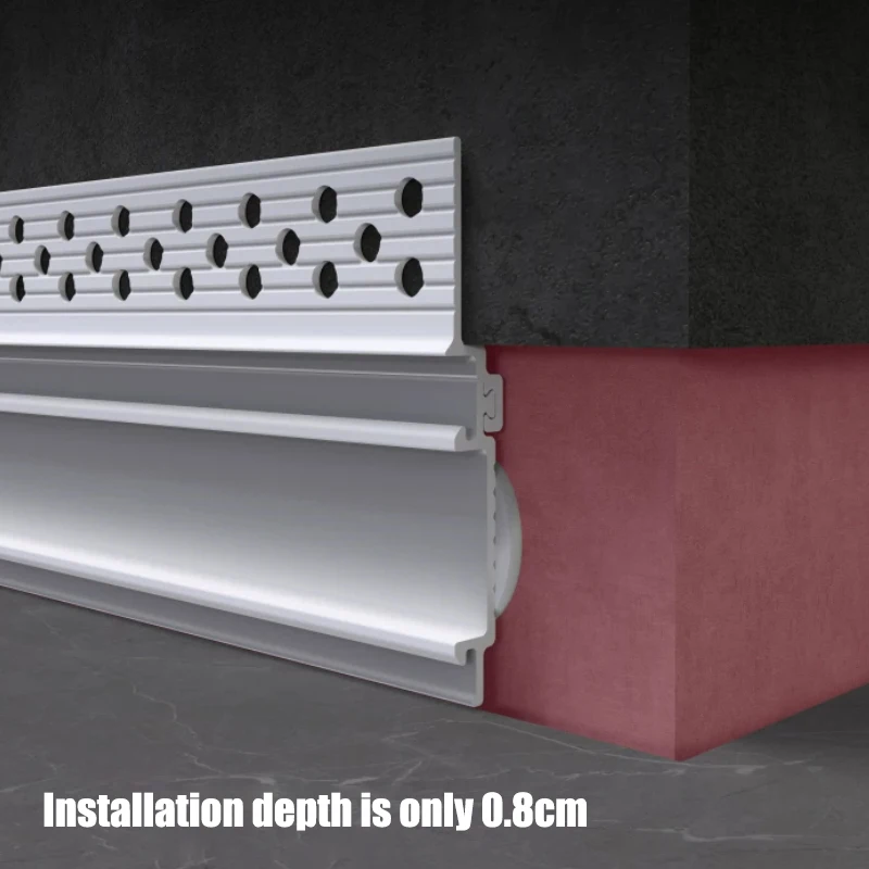 Embedded LED Aluminum Skirting Board Flat Wall Style Metal Recessed Light Skirting Line Floor Baseboard LED Profile Home Decor