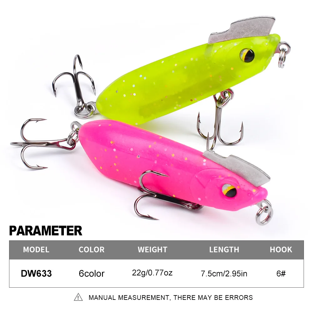 

PROBEROS 1pcs Fishing Lure 7.5cm 22g Soft Plastic Penceil Lure 6 Color Minnow Crankbait Fishing Baits 6# Treble hook dw633