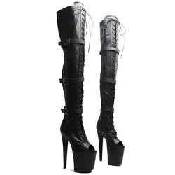 Leecabe   20CM/8inches  Matte Snake PU   Trend fashion Open toe   High Heel platform stripper heel  Pole Dance boots