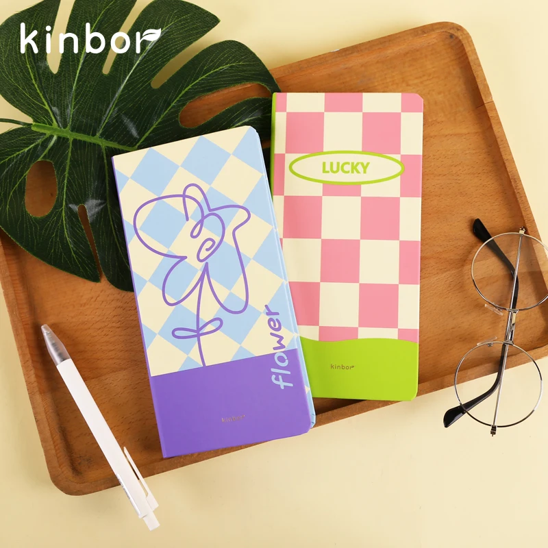 Kinbor Cute Checkerboard Notebook Portable Weekly Diary Planner Checkered Hardcover Agenda Journal Notepad Office School Supply