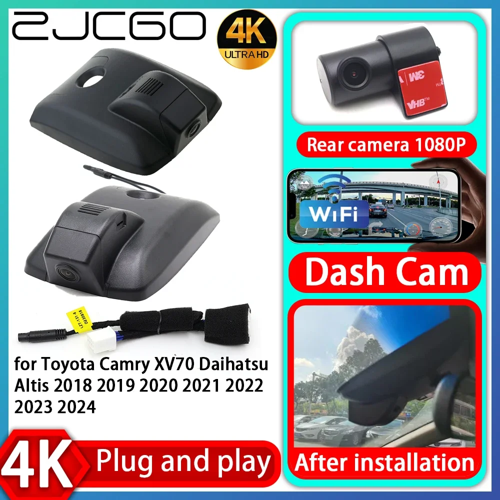 

ZJCGO UHD 4K 2160P Plug and Play DVR Dash Cam Video для Toyota Camry XV70 Daihatsu Altis 2018 2019 2020 2021 2022 2023 2024