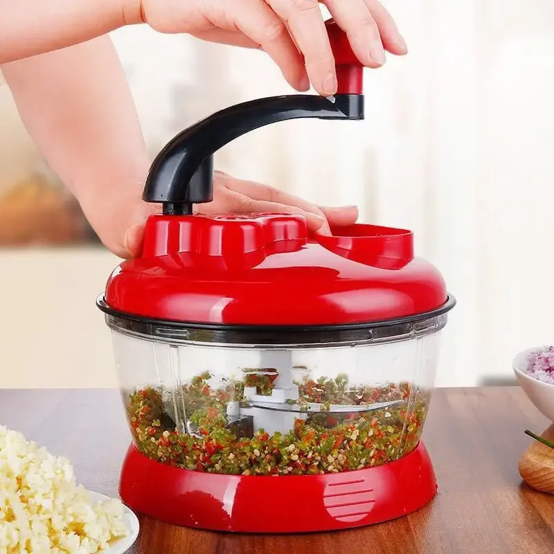 1pc Red Easoning Chili Garlic Slicer Manual Multifunctional Food Processor Vegetable Fruit Chop Up Machine