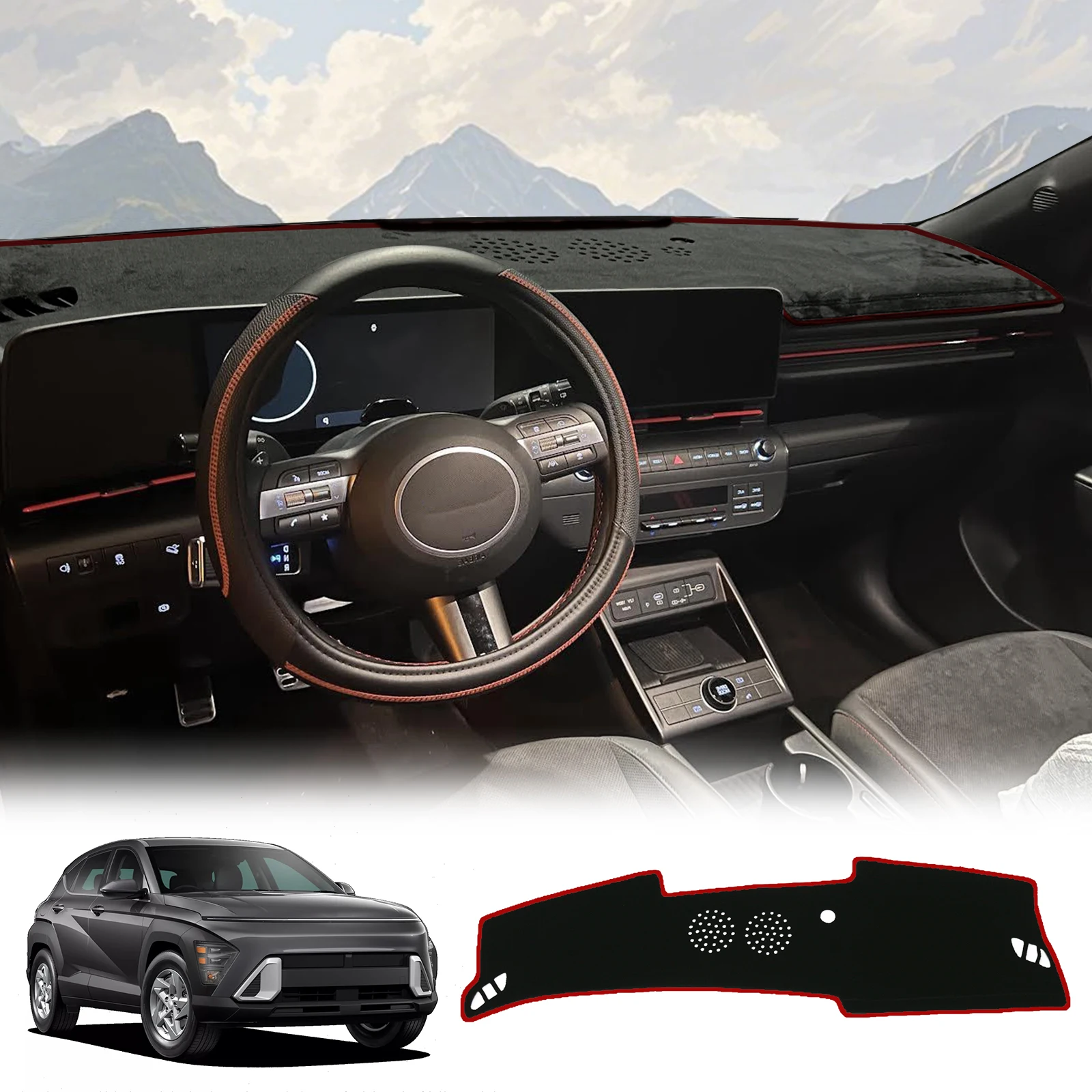 

Car Dashboard Mat Accessories for Hyundai Kona 2024 2025 2026 (Without HUD) Sunshade Protective Carpet Dash Pad Dashmat