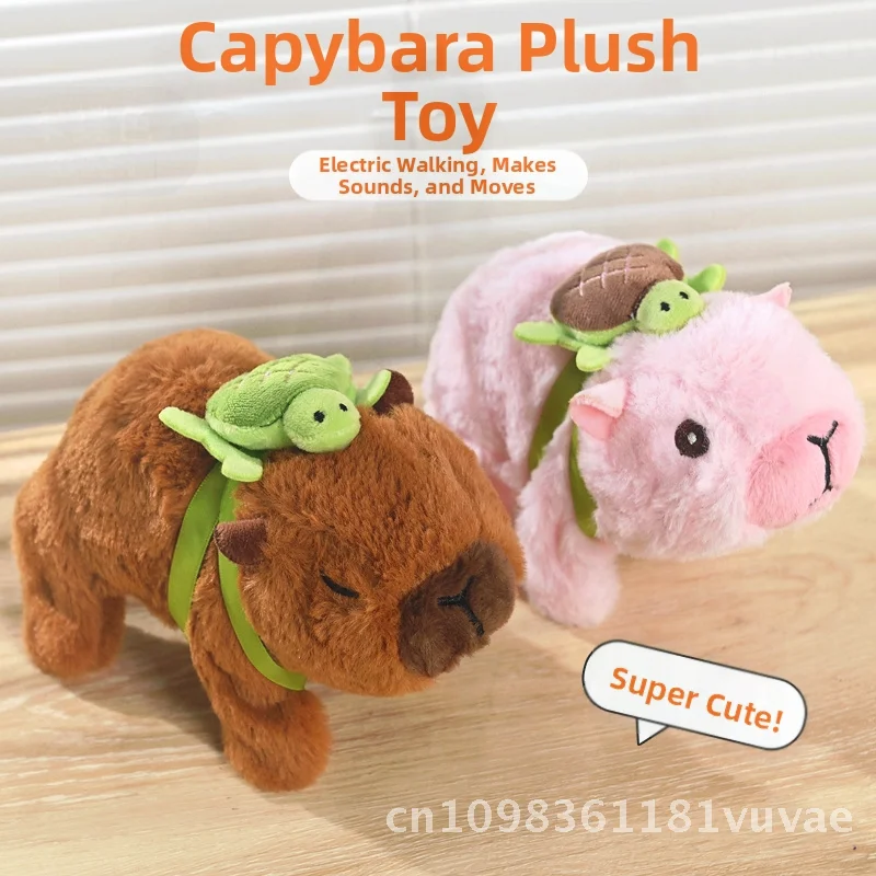 Poupée électrique en peluche Kapi Bala, jouet électronique pour animaux de compagnie, marche et aboiement, interactif, doux, Design tortue marron/jaune