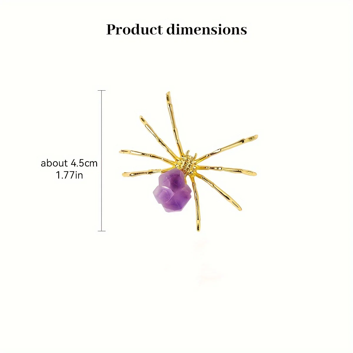 1pc Natural Amethyst Tooth Flower Spider Ornament, Alloy Mineral Octagonal Spider Shaped Crystal Handicraft Home Decoration Gift