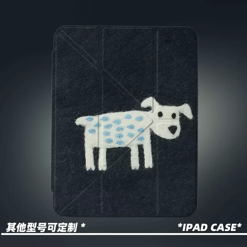 Simple Cartoon Cute Messy Little Dog Creative Kawaii For iPad Case iPad 10 9 8 7 Air 5 4 3 2 Pro 11 Mini Y-Fold Tri Fold Cover