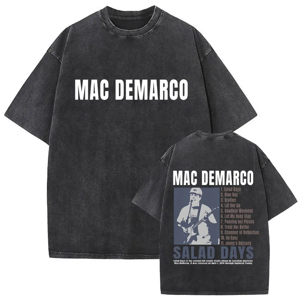 Washed Vintage Mac Demarco One Wayen G Merch T-shirt Men Women Casual Retro Cotton T Shirts Male Fashion Oversized Streetwear